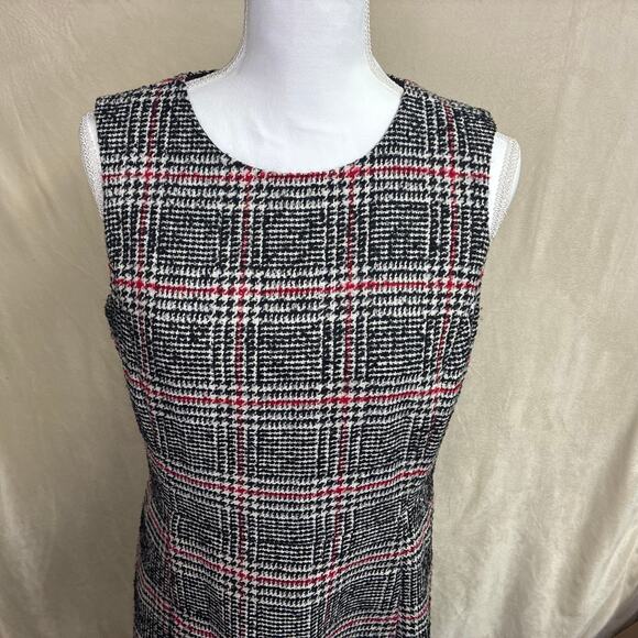 Christmas Holiday party dress Talbots Houndstooth Wool Blend Sleeveless 10p Dres - Picture 3 of 16